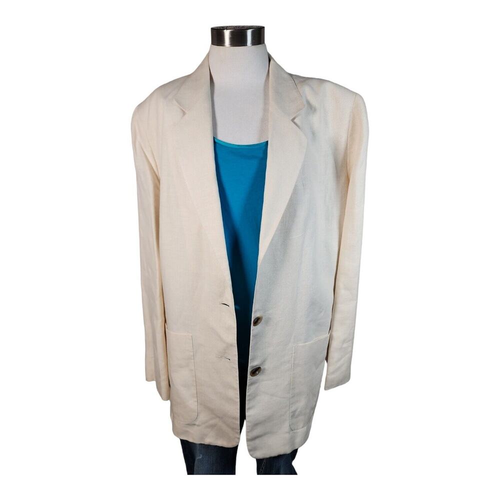 Charter Club Classic Womens Sz 12 Off White Linen Jacket Lined Business Attire